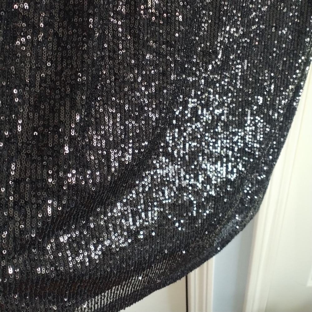 R&M Richards Black Sequins Mesh Dress Special Occasions 14 - Picture 4 of 14